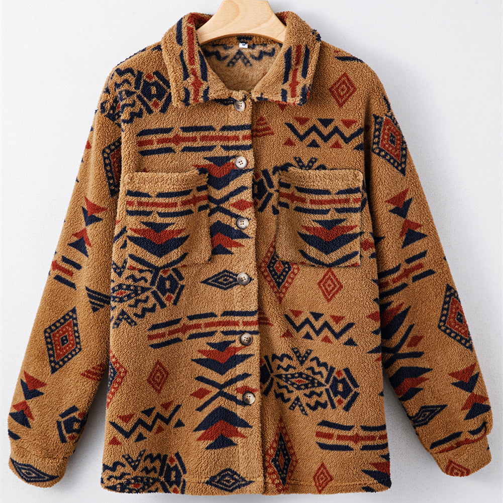 Women’s Brown Loose Fit Polyester Cardigan with Pockets – Medium Length, Long Sleeve | S–XL hanyelevate