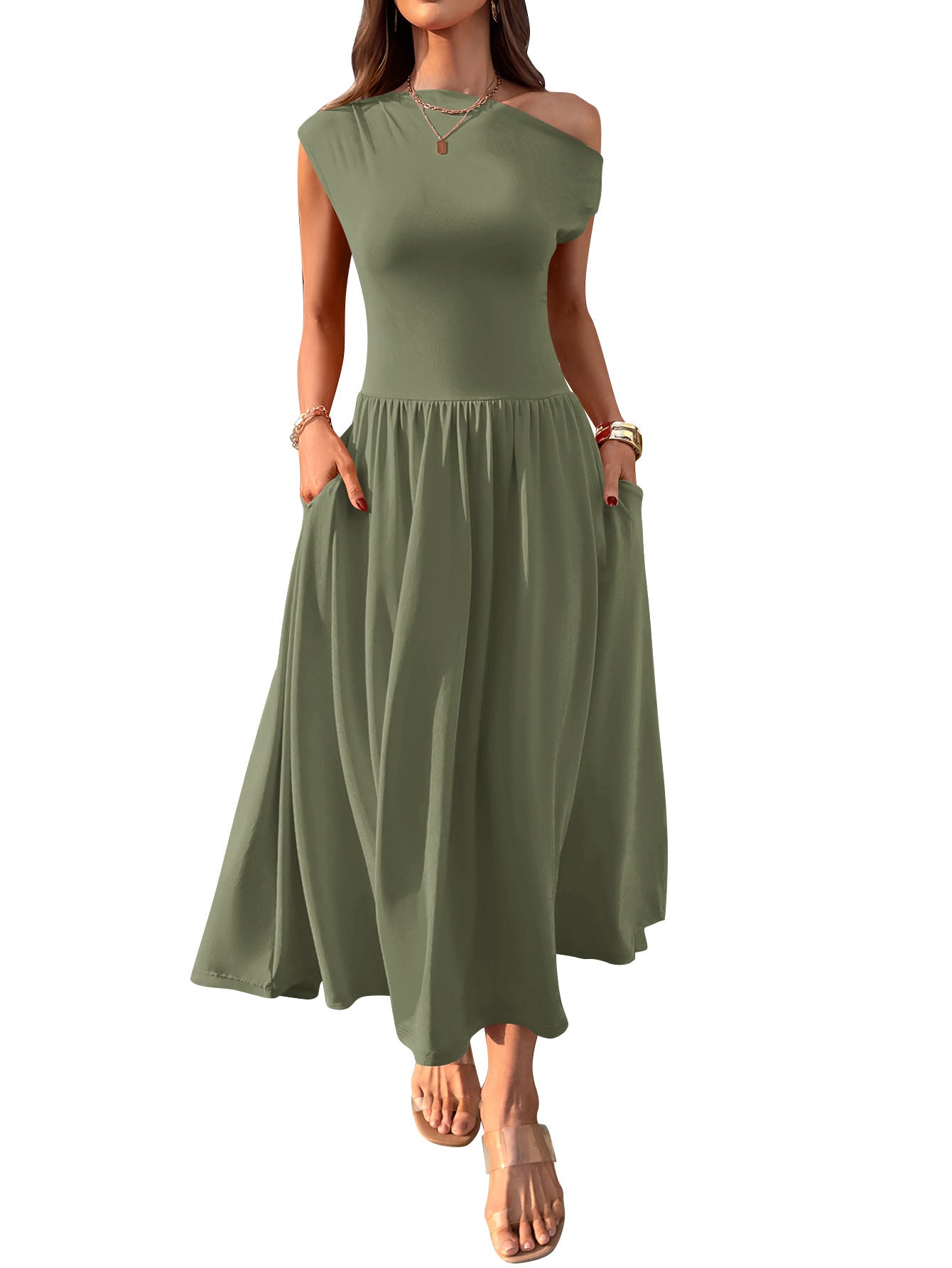 Women’s Knitted Umbrella Skirt – Elastic Waist Sleeveless Dress | S–XL | Multiple Colors hanyelevate