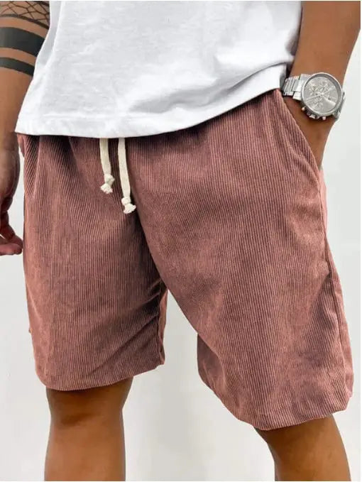 Men's Corduroy Shorts With Drawstring Fashion Casual Pockets Pants Summer hanyelevate