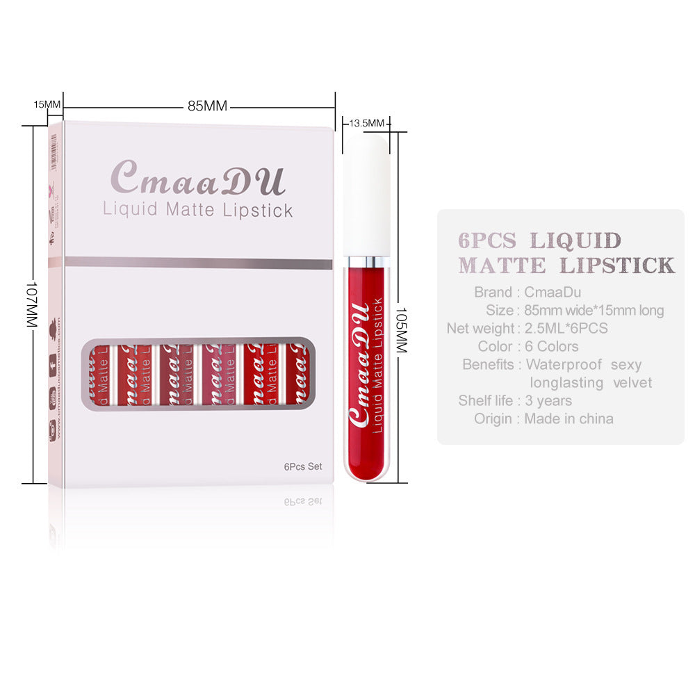 6 Boxes Matte Lipstick & Lip Gloss Set – Waterproof, Smudge-Proof, Non-Stick hanyelevate