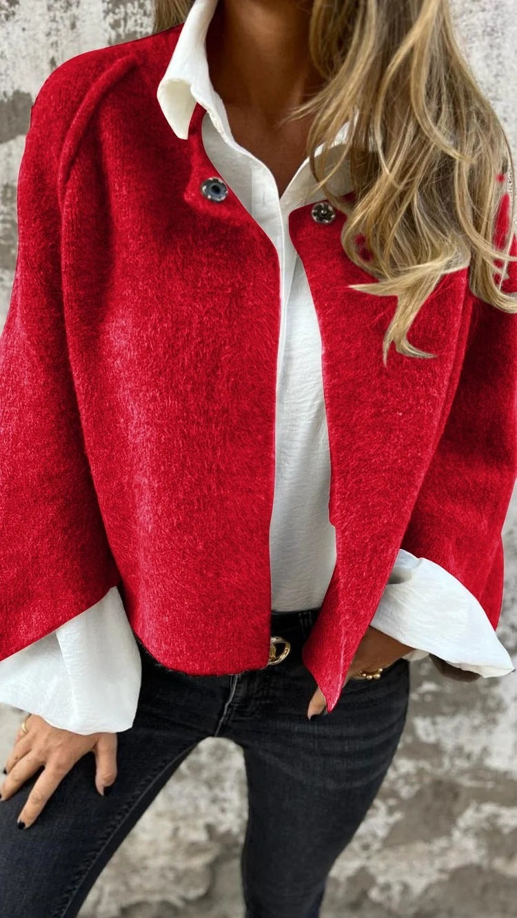 Autumn Winter Cashmere Batwing Sleeve Cardigan – Women’s Loose Fit Short Coat hanyelevate