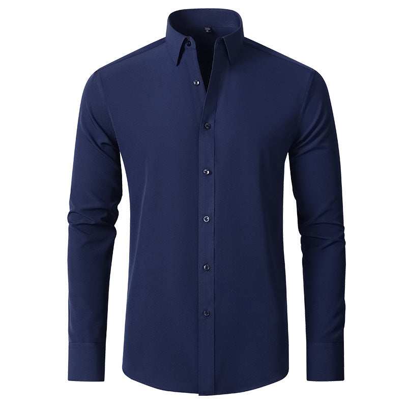 Men’s Fashion Slim Fit Solid Shirt – Long Sleeve Lapel Button Office Business Top hanyelevate