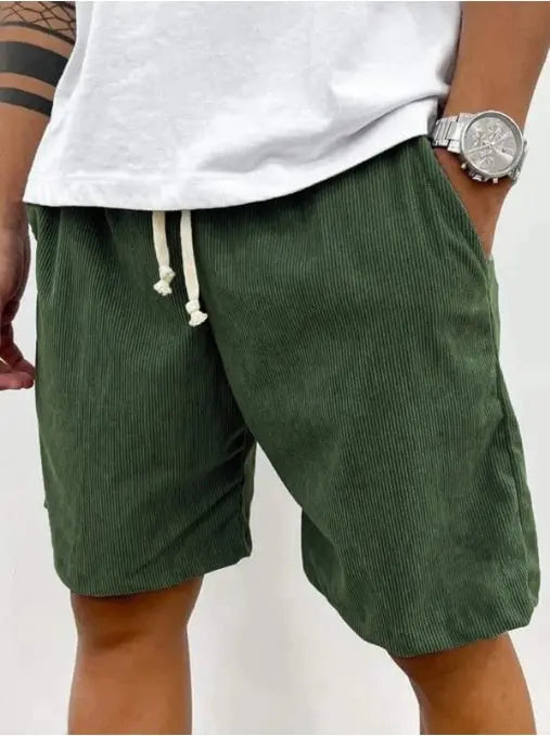 Men's Corduroy Shorts With Drawstring Fashion Casual Pockets Pants Summer hanyelevate