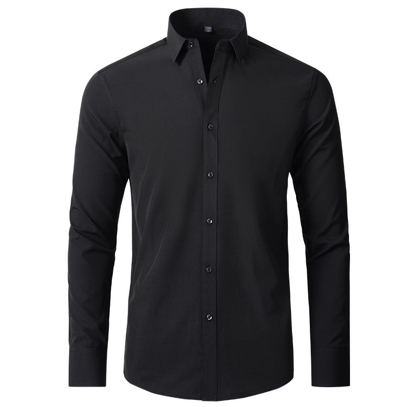 Men’s Fashion Slim Fit Solid Shirt – Long Sleeve Lapel Button Office Business Top hanyelevate