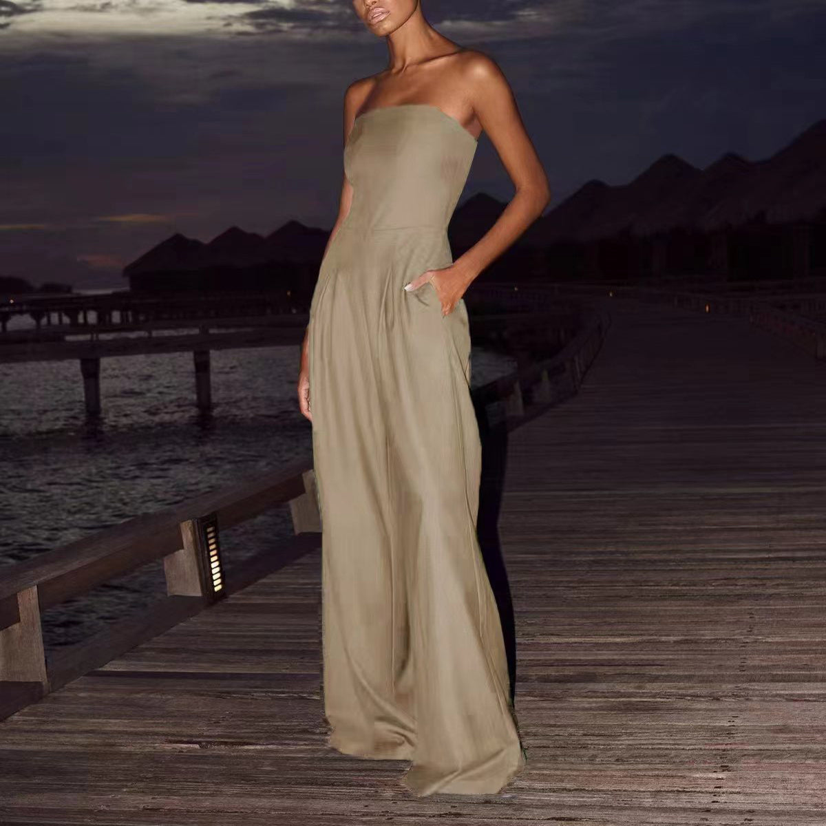 Loose Tube-top Jumpsuit Ins Fashion Backless Wide Leg Long Pants Overalls Women's Clothing hanyelevate
