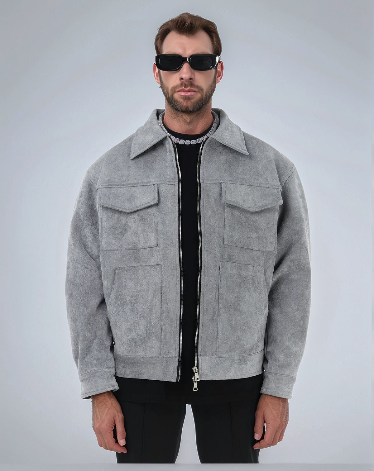Men’s Solid Color Casual Top – Simple Style Polyester Shirt | Youth Fashion | Gray, Black, Brown | S–XL