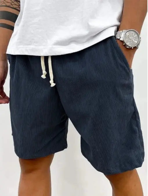 Men's Corduroy Shorts With Drawstring Fashion Casual Pockets Pants Summer hanyelevate