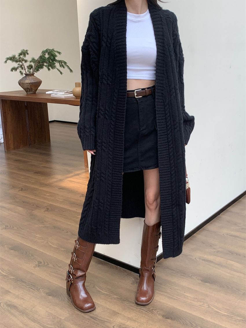 Women’s Thick Twist Knit Cardigan – Long Warm Sweater Coat with Pockets hanyelevate