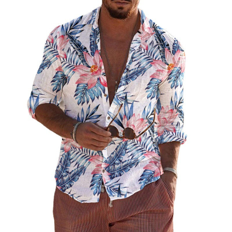 Floral, Maple Leaf & Lemon Print Loose Cardigan | Long Sleeve