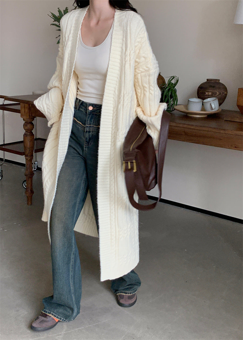 Women’s Thick Twist Knit Cardigan – Long Warm Sweater Coat with Pockets hanyelevate