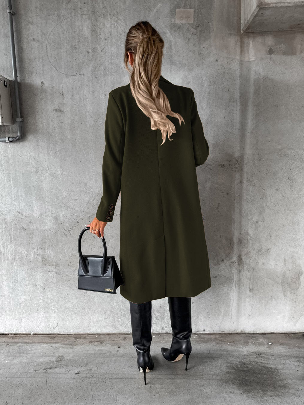 Women’s Double-Breasted Long Coat – Slim Fit Lapel Winter Jacket with Long Sleeves hanyelevate