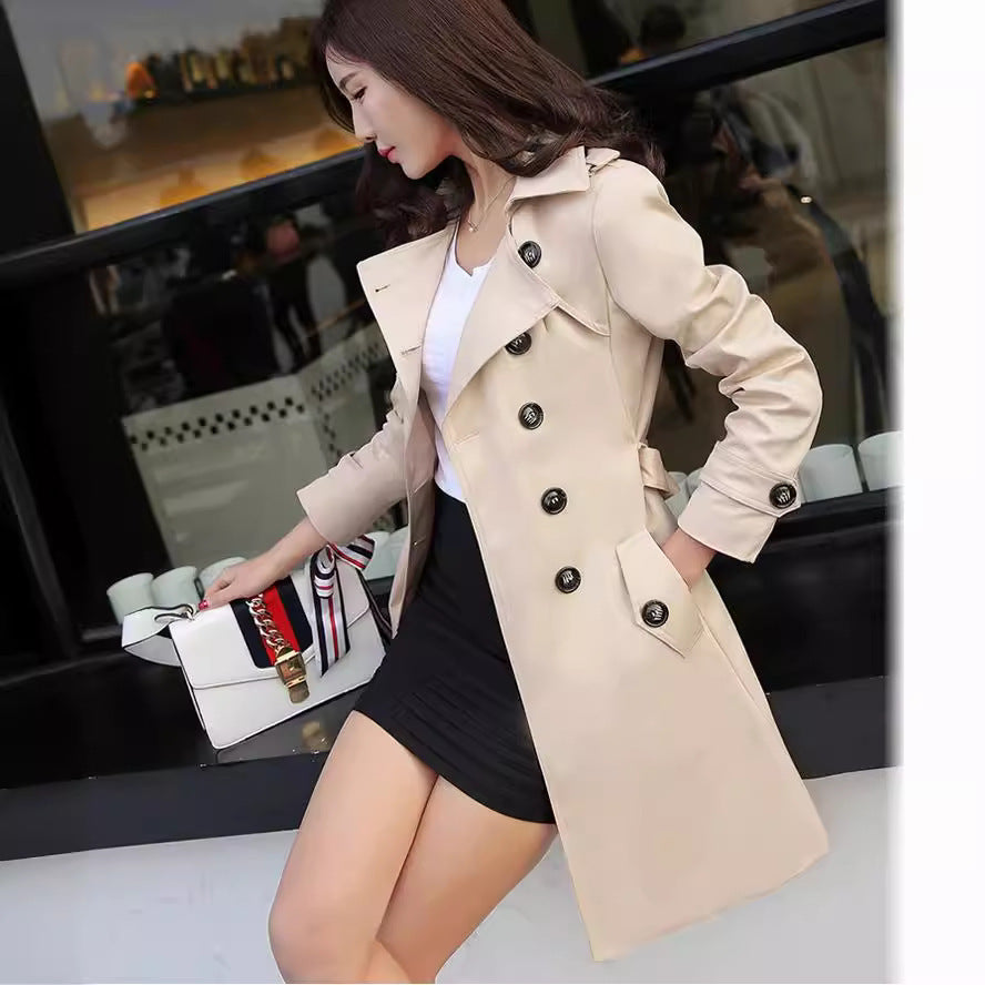 Classic Women's Mid-Length Coat – Fashion Trench for All Seasons hanyelevate