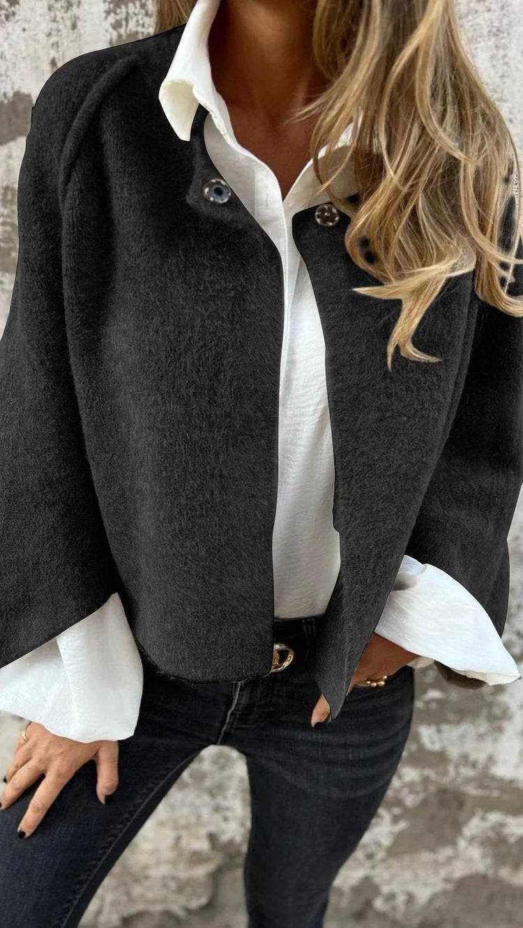 Autumn Winter Cashmere Batwing Sleeve Cardigan – Women’s Loose Fit Short Coat hanyelevate