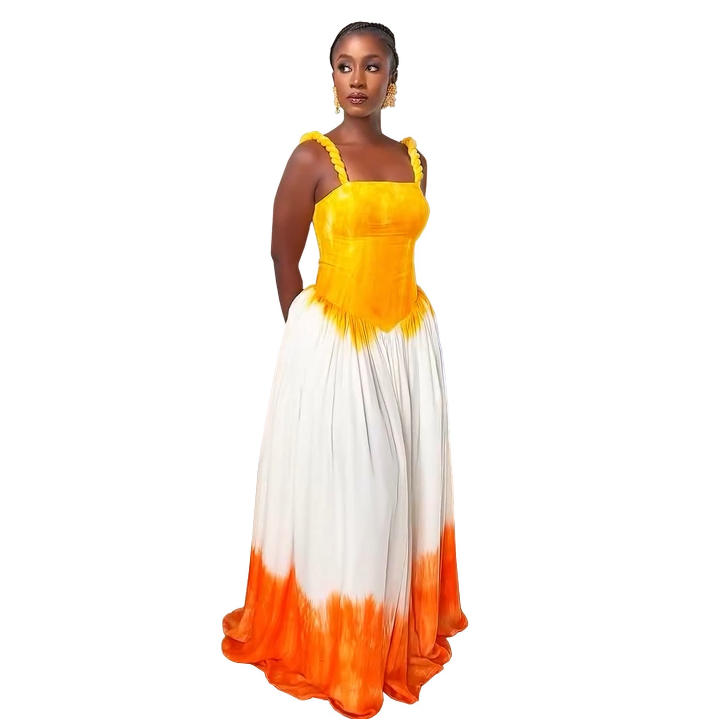 Women’s A-Line Sling Dress – Long Skirt, Sleeveless, Polyester, S–XXL