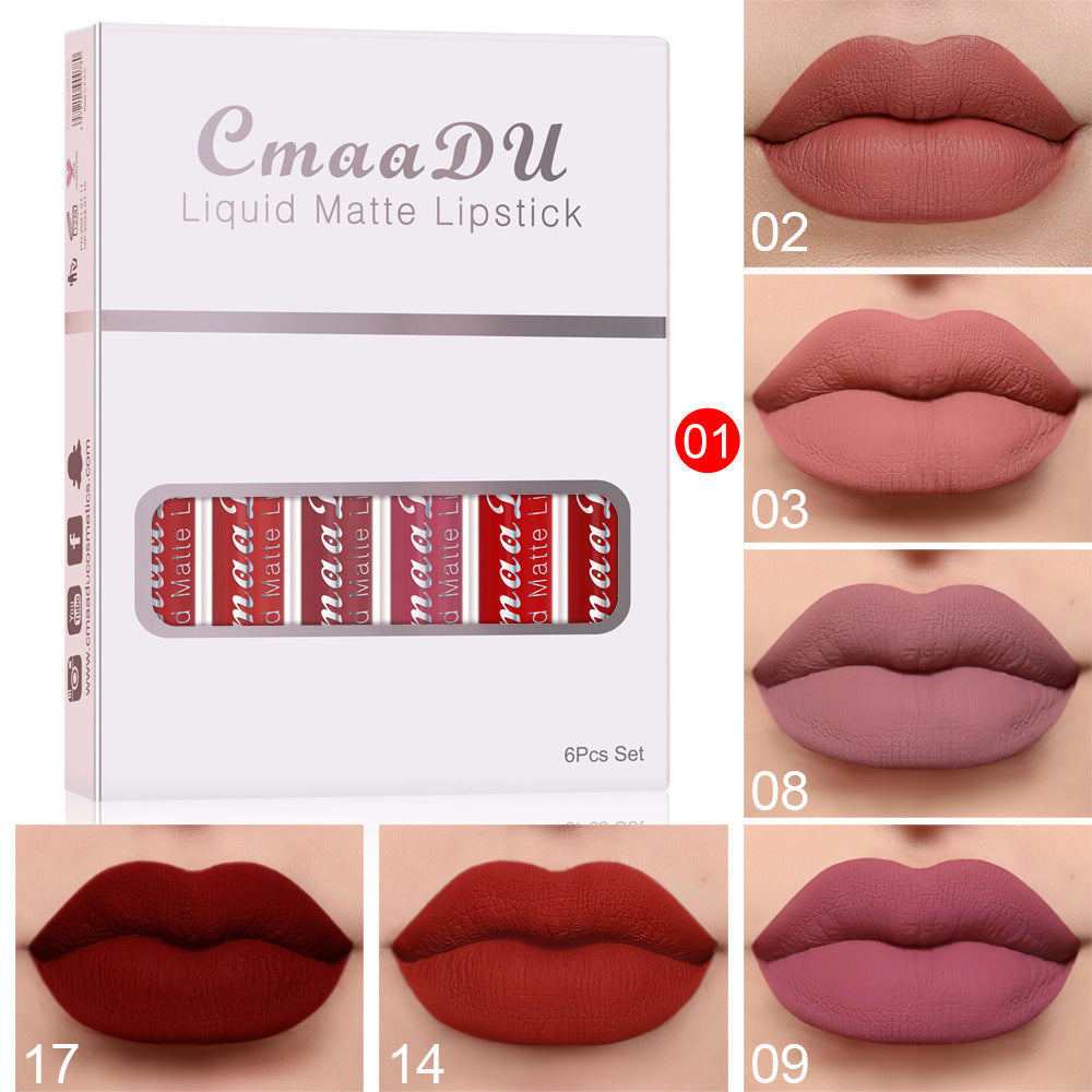 6 Boxes Matte Lipstick & Lip Gloss Set – Waterproof, Smudge-Proof, Non-Stick hanyelevate