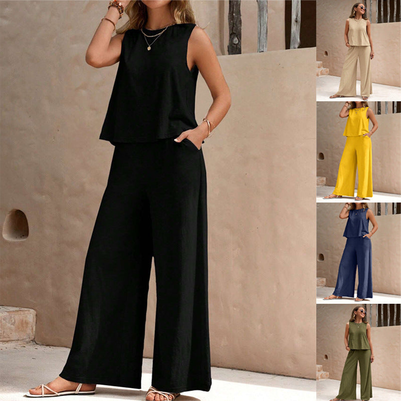 Women’s Two-Piece Pants Suit – Loose Fit Casual Top and Full-Length Trousers Set hanyelevate