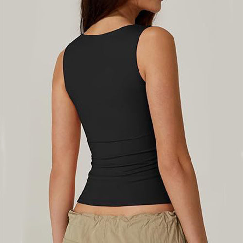 Summer Fashion Sleeveless Top for Women – Slim Fit Square Neck Tank Vest hanyelevate