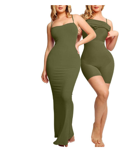 Women's Full Body Shapewear Dress – Tight Fit Jumpsuit with Lift Corset, Chest Pads, and Open Crotch Design hanyelevate