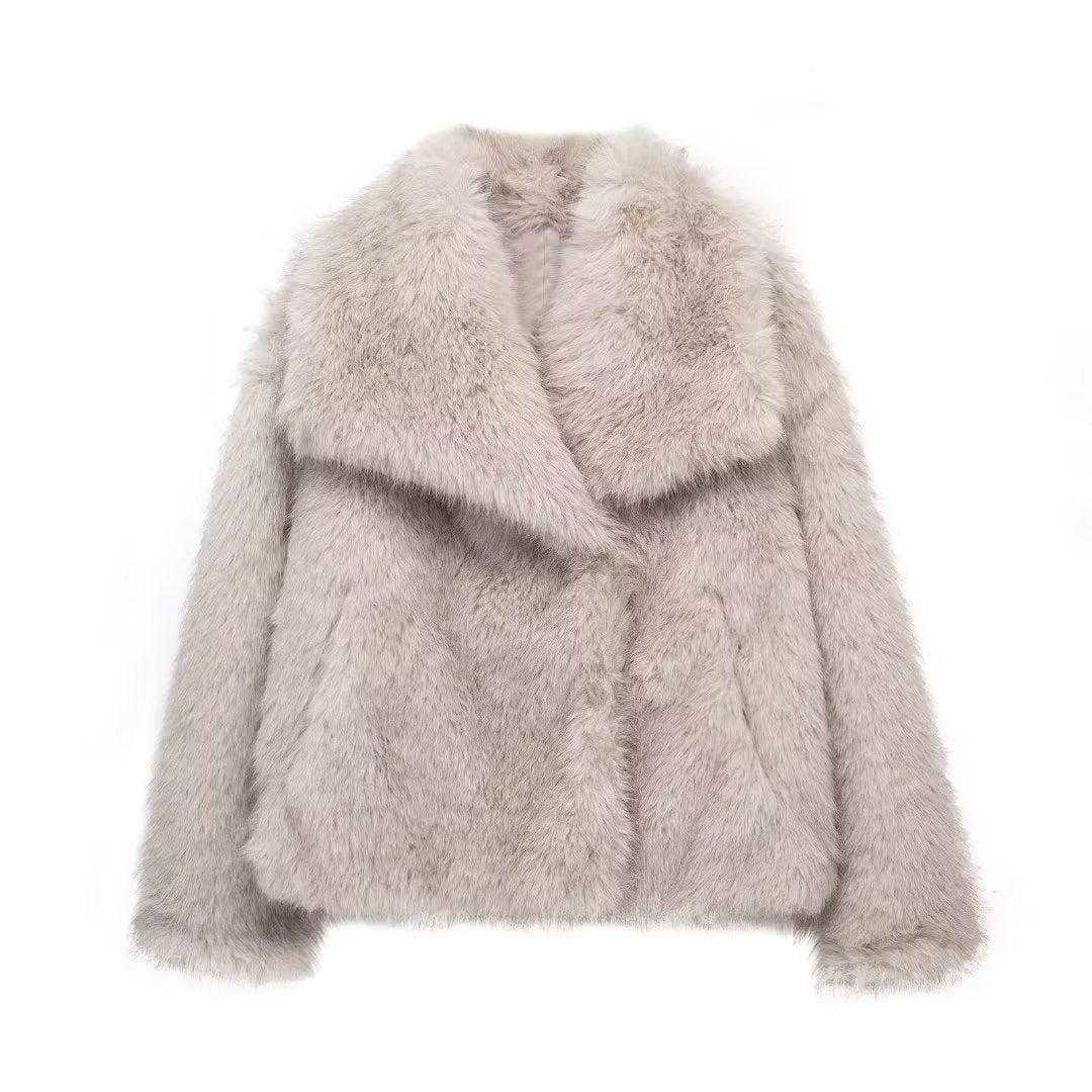 Women’s Winter Plush Coat – Thicken Lapel Casual Long Sleeve Outwear hanyelevate