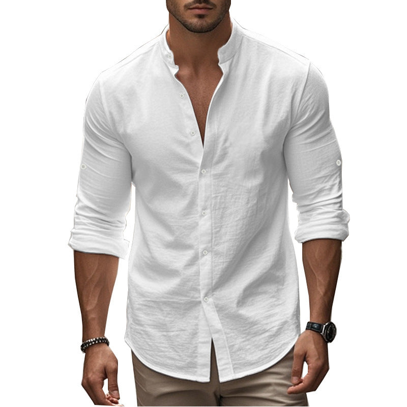 Solid Color Long-Sleeve Cotton Shirt | Casual & Everyday Wear