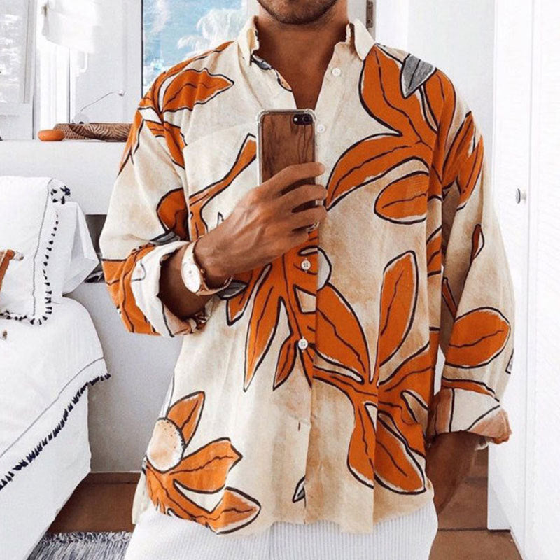 Floral, Maple Leaf & Lemon Print Loose Cardigan | Long Sleeve