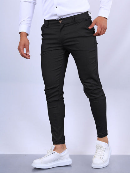 Men’s Solid Slim Fit Pants – Stylish Button Trousers for Work & Casual Wear hanyelevate