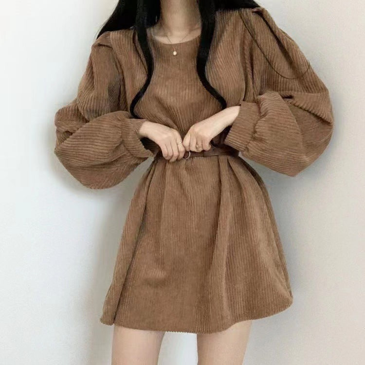 Women’s High Waist Belted Long Sleeve Dress – Black, Gray, Brown | S–3XL hanyelevate