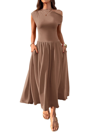 Women’s Knitted Umbrella Skirt – Elastic Waist Sleeveless Dress | S–XL | Multiple Colors hanyelevate