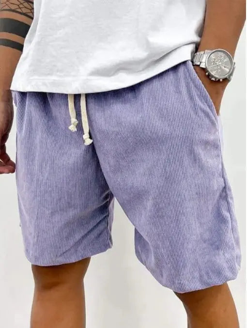 Men's Corduroy Shorts With Drawstring Fashion Casual Pockets Pants Summer hanyelevate
