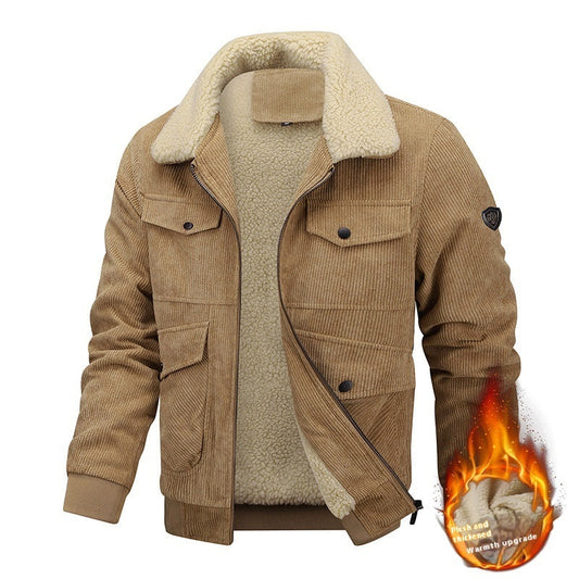Men’s Winter Coat – Lapel Fleece Lined Jacket with Pockets & Thick Cotton Fabric hanyelevate