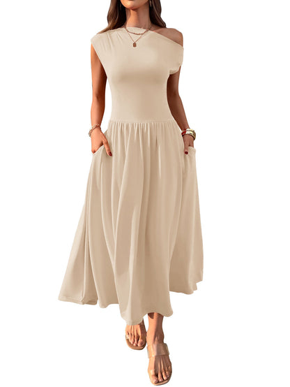 Women’s Knitted Umbrella Skirt – Elastic Waist Sleeveless Dress | S–XL | Multiple Colors hanyelevate