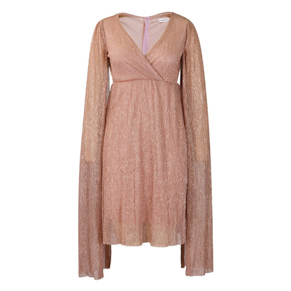 Women’s Solid Color Dress with Elastic Waist – Elegant Polyester Outfit | S–3XL