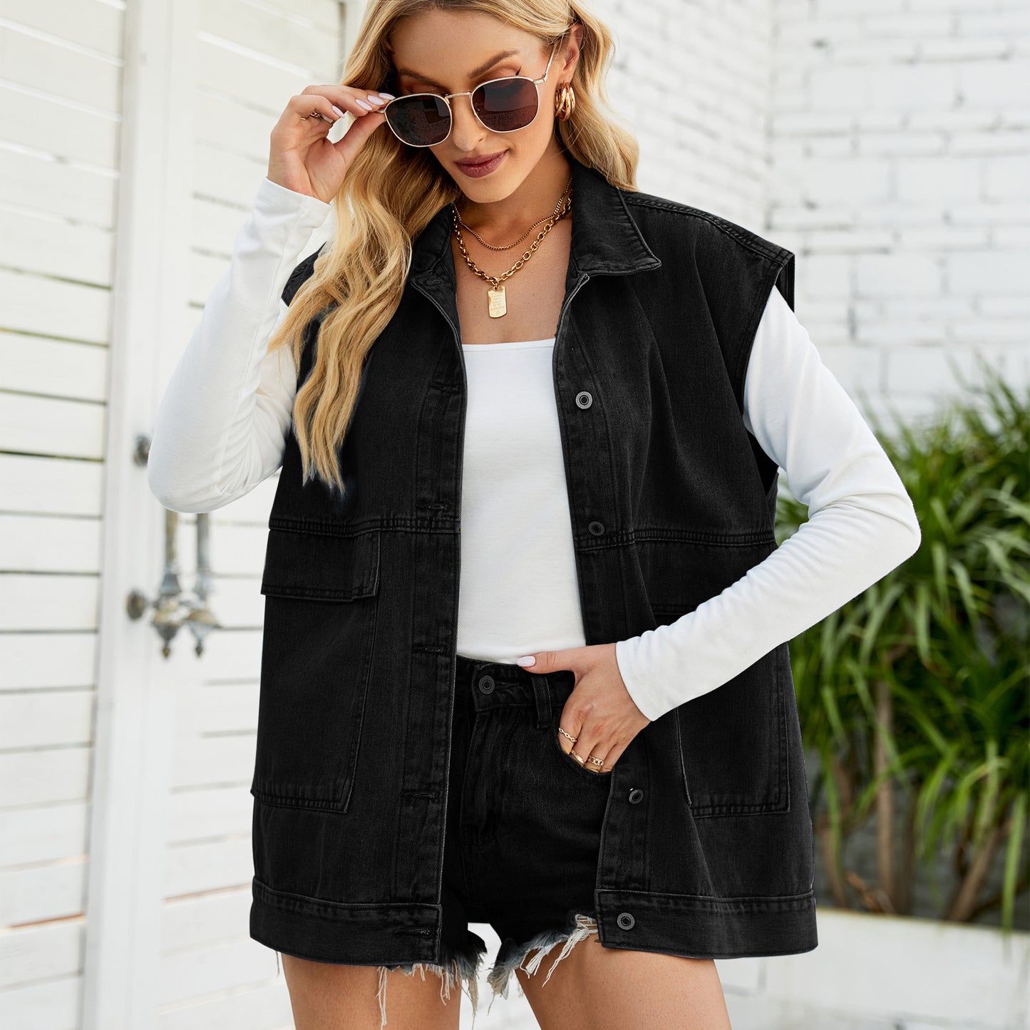 Unisex Denim Lapel Jacket – Casual Streetwear with Hood & Detachable Hood Options