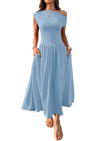 Women’s Knitted Umbrella Skirt – Elastic Waist Sleeveless Dress | S–XL | Multiple Colors hanyelevate
