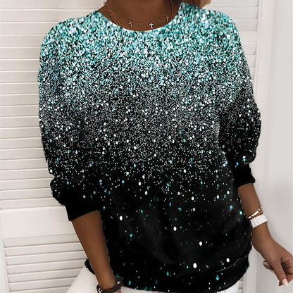 Christmas Sweater Women's 3D Digital Printing Pullover Jacket Fashion Casual Sweatshirt Long Sleeve Printed Round Neck Shirt Top Clothes hanyelevate
