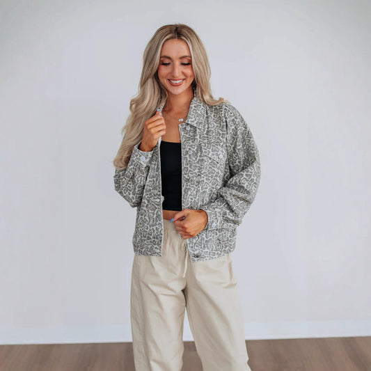 Women’s Gray Loose-Fit Denim Jacket | Street Hipster Style | Cotton | S–2XL