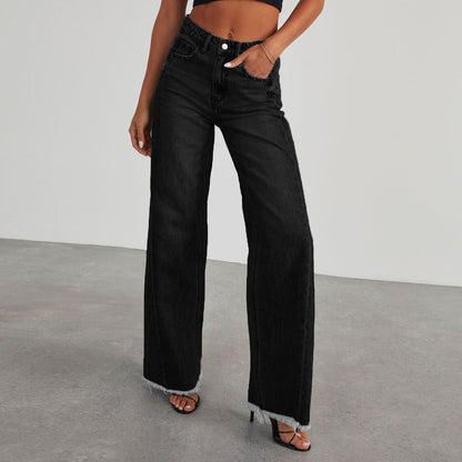 Stylish Women’s High Waist Jeans – Slim Fit and Wide Leg with Functional Pockets hanyelevate