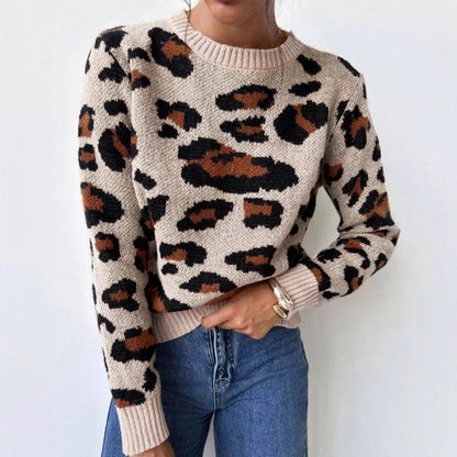 Women’s Khaki Leopard Print Retro Dress – Art Retro Jacquard Style | S–XL | Medium Thickness Polyester