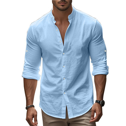 Solid Color Long-Sleeve Cotton Shirt | Casual & Everyday Wear