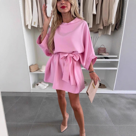 Women’s Lace-Up Loose Waist Dress| Midi full sleeve dress for women| Back Tie-Up Dress for Women