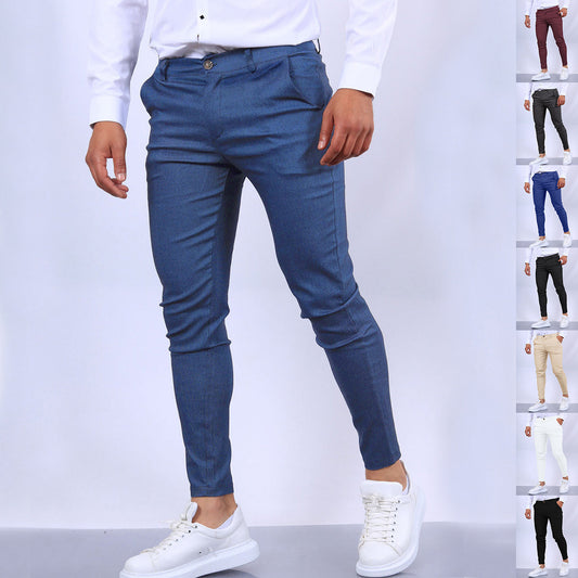 Men’s Solid Slim Fit Pants – Stylish Button Trousers for Work & Casual Wear hanyelevate