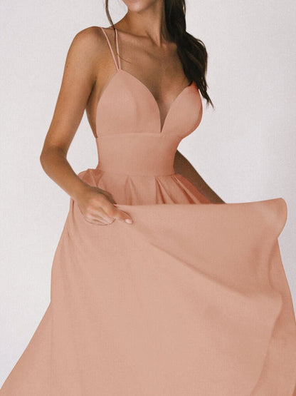 Women’s Fashion Suspender Dress – V-Neck, A-Line, Long Summer Dress hanyelevate
