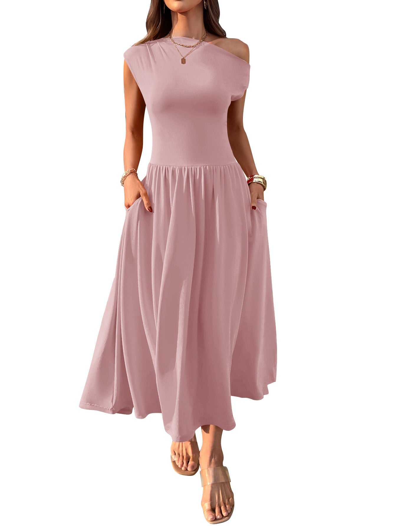 Women’s Knitted Umbrella Skirt – Elastic Waist Sleeveless Dress | S–XL | Multiple Colors hanyelevate