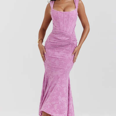 Mozision Off-Shoulder Backless Evening Dress – Purple Strapless Ruched Bodycon Party Dress for Women hanyelevate