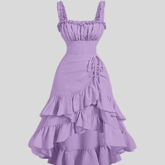 Women’s Solid Color Cotton Casual Dress – Fold Design, Comfortable Everyday Style