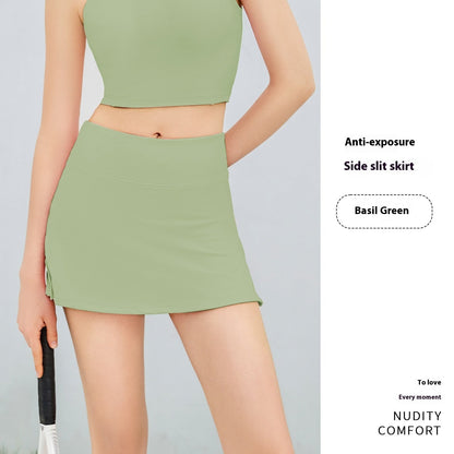 Women’s Athletic Skirt with Built-In Shorts – Fake Two-Piece Anti-Exposure Mini Culottes hanyelevate