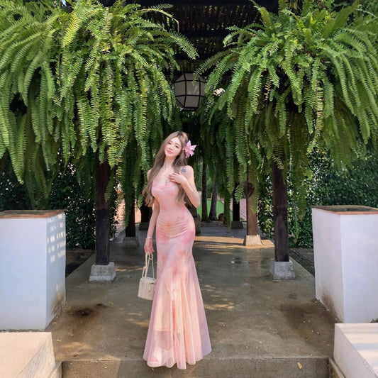 Women’s Pink Sleeveless Dress | Elastic Waist | Private Clothing Socialite Style