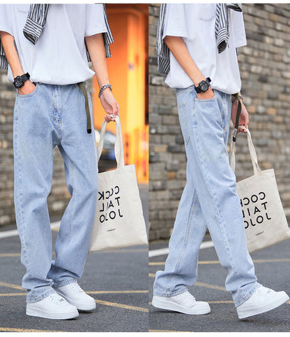 Teenagers’ Denim Straight-Leg Pants | Mid Waist | Casual Leisure