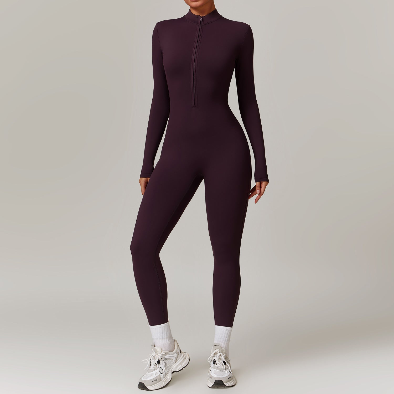 Women’s Warm Long-Sleeve Zipper Jumpsuit – Breathable Yoga & Fitness Bodysuit hanyelevate