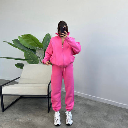 Stylish Women’s Activewear Set – Stand-up Collar Sports Suit with Jogger Pants hanyelevate